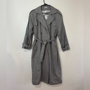 La Vogue‎ Black and White Checkered Trench Coat Women’s Sz 12 Vintage